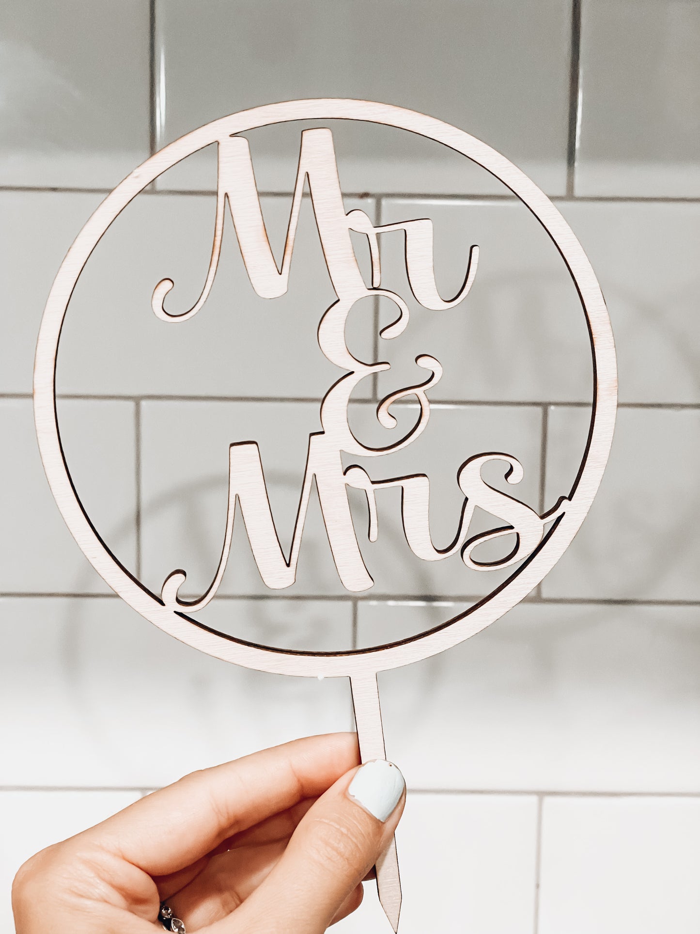 Natural Wood Wedding Cake Topper
