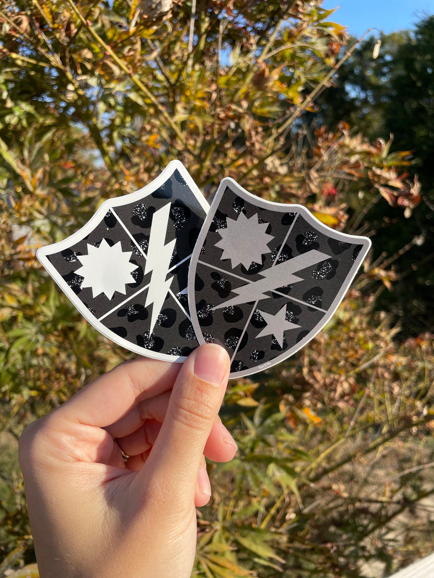 Faux Glitter Leopard Ranger Shield Sticker