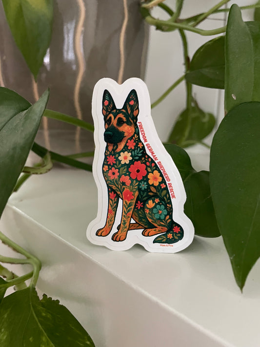 Floral Freedom German Shepherd Rescue Sticker