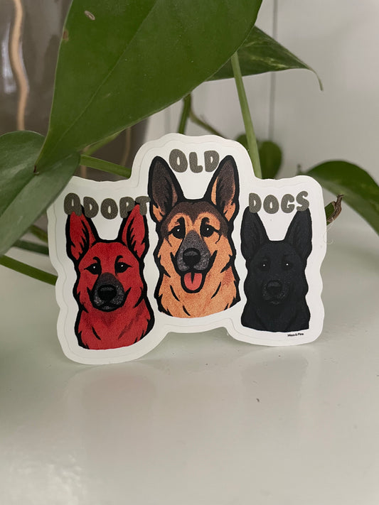 Adopt old dogs sticker