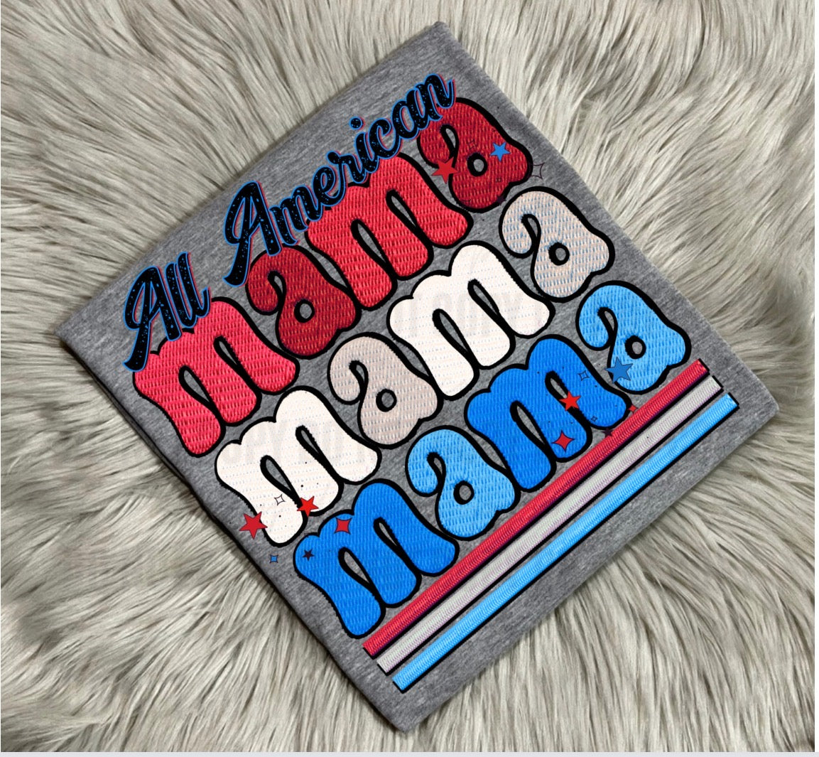 All American Mama Faux Embroidery - WS