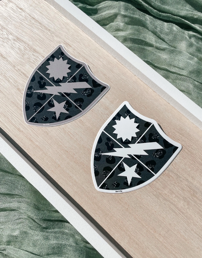 Periwinkle Ranger Faux Glitter Leopard Ranger Shield Sticker – Moss and Pine