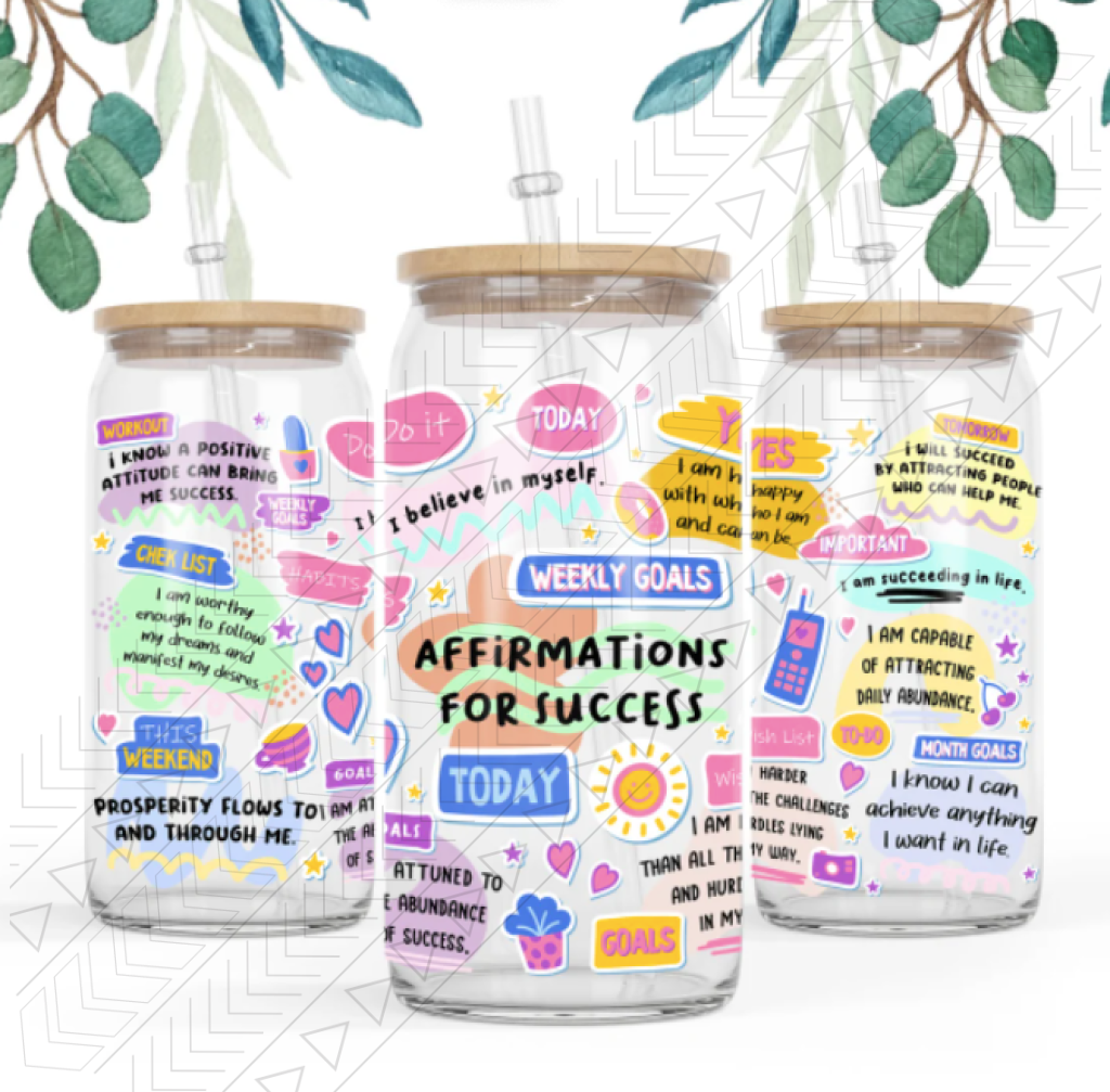 Affirmations For Success Clear Glass Glass Can