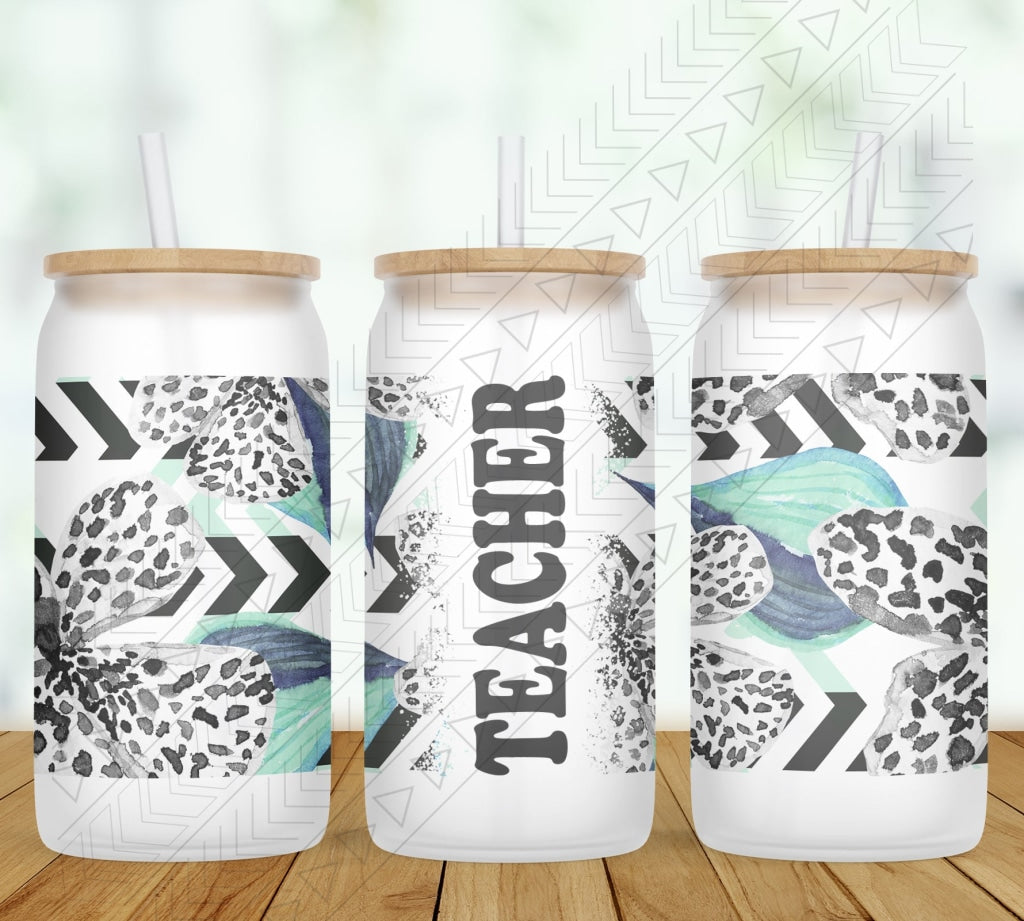 Bw Teal Personalized Glass Can