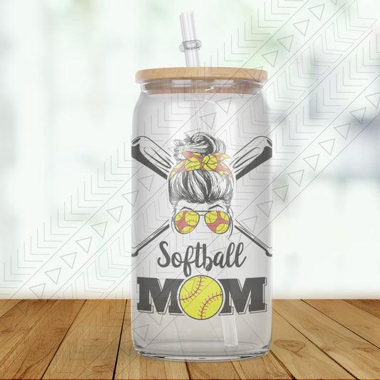 Softball Mom Glass Can