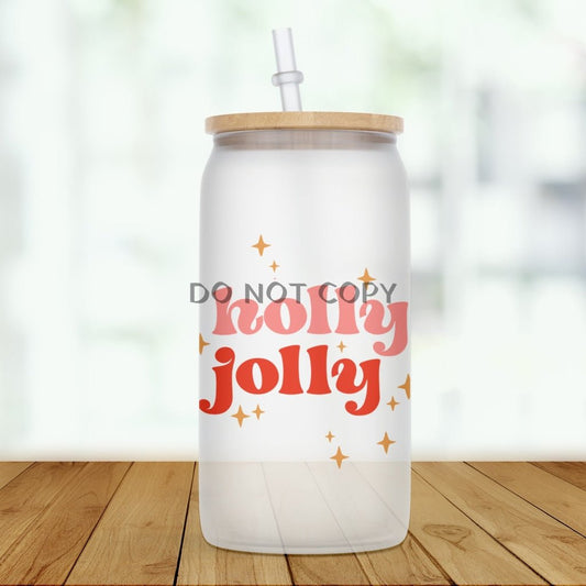 Holly Jolly Glass Can